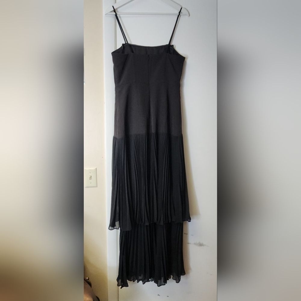 Laundry by Shelli Segal Strapless Tiered Pleated Asymmetrical Black Dress Size 8 - Picture 3 of 13